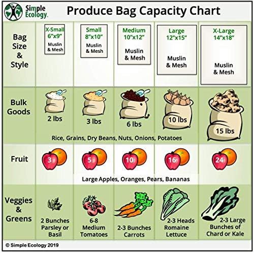 Simple Ecology Reusable Produce Shopping and Storage Bags, Drawstring, Washable Organic Cotton Mesh, X Large 3 pack - Image 6