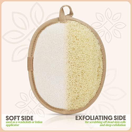 Almooni Natural Loofah Exfoliating Body Scrubber, Shower Sponge 2 Count - Image 4