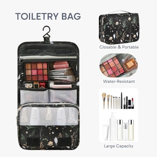 OlarHike Packing Cubes for Travel,Gifts for Women Mom,Anti-Tearing Suitcase Organizer for Luggage with Shoe & Hanging Toiletry Bag,Vacation Essentials & Accessories for Cruise Ship,10 Set,Black Flower - Image 3