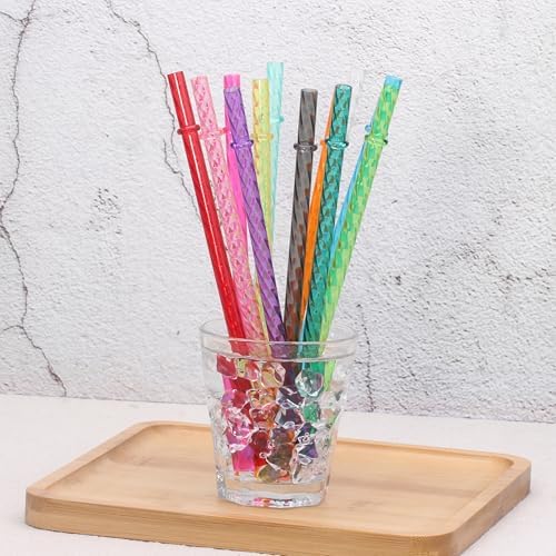 Dakoufish 8 Inch Reusable Clear Plastic Swirl Drinking Straws for 12 oz & 16 oz Mason Jar Tumblers,Set of 12 Pcs Replacement Straws with Cleaning Brush (8inch,12color) - Image 3