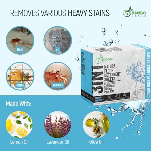 30 Pcs All Natural Floor Cleaner Sheets - Biodegradable And Dissolvable Multipurpose Mopping Concentrated Floor Cleaning Soap Detergent Strips, Mess Free Water Soluble Fast Dry Eco Friendly (Ocean) - Image 7