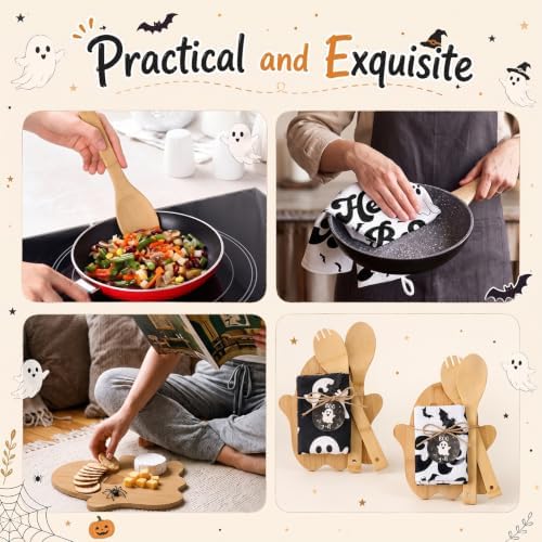 Geelin 37 Pcs Halloween Gifts Bamboo Cutting Board Towels Spoons - Image 7
