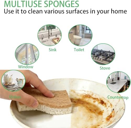 6PCS Natural Loofah Dish Sponges, Biodegradable Non-Toxic Loofah Dish Scrubbers for Washing Dishes - Image 4