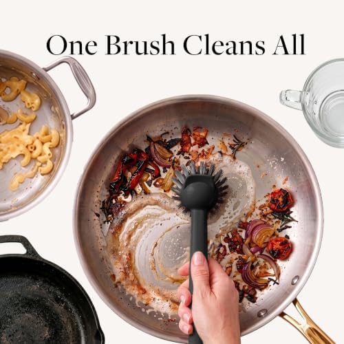 Earth & Mango Magnetic Dish Brush & Scraper, Snaps to Sink, Onyx Black - Image 3
