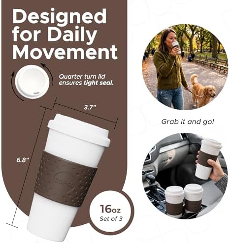 Copco 16oz Acadia Travel Mug, Set of 3 - Spill-Resistant (Brown) - Image 2
