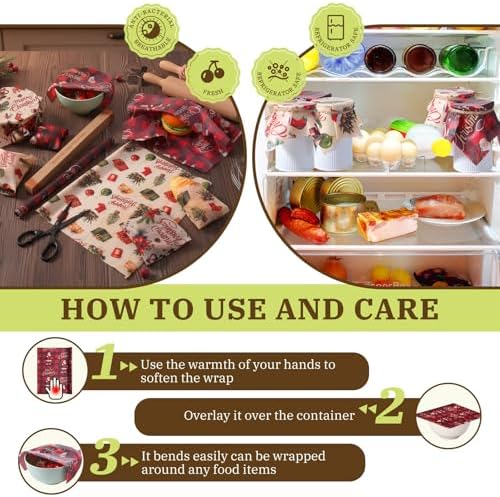Moukeren 3 Rolls Christmas Beeswax Wraps 13 x 40 Inches Bees Wax Wrap - Image 5