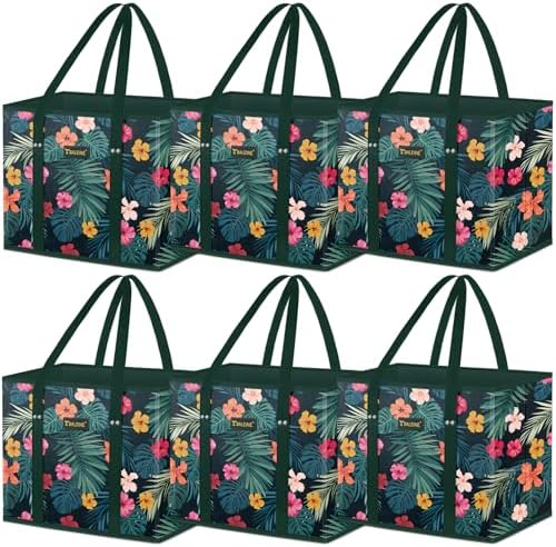 BALEINE 6PK Reusable Grocery Bags, Heavy Duty Shopping Tote Bag by BALEINE