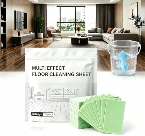 Multi-Surface Floor Cleaner Tablet, 100 Count Water Soluble Sheets, Deep Cleaning Solution for Mopping Hardwood, Tile and Laminate Floors, Household Cleaning (Green Gardenia Fragrance, 100PCS) by Unknown