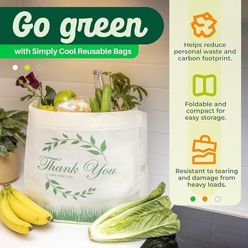 Simply Cool 200 Pack Reusable Thank You Grocery Bags, Large Tote Bags Bulk - Image 2