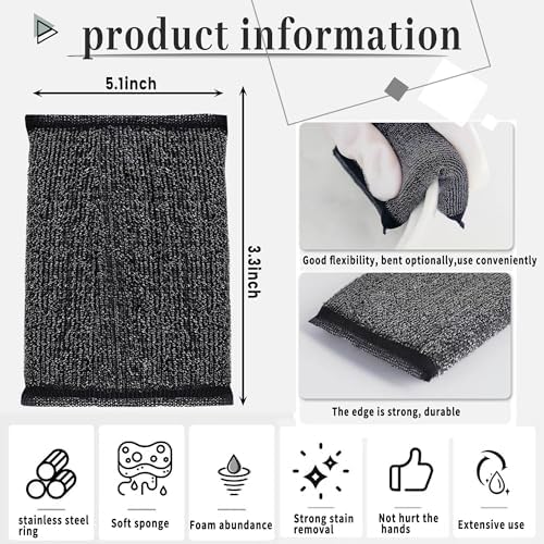 Steel Wool Scrubber Dish Sponges - Kitchen Scrubbing Pads Pot Scrubber for Kitchen Non Scratch, Soft and Fast sponges for Cleaning (6 Pack) - Image 2