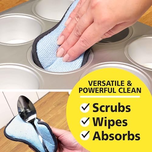 Original Scrub-N-Wipe Pad by Tuff-Scrub, 6-Pack, Microfiber, Multi-Surface, Non-Scratch, Dual-Sided, Scrubber for Dishes, Sinks, Non-Stick Cookware – Machine Washable, Durable Kitchen Sponge (Small) - Image 6