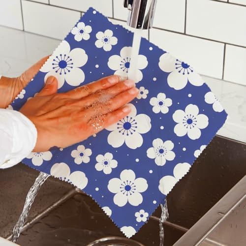 Reusable Beeswax Wraps, Indigo Blue Floral Wave and Leaf Wraps, 9 Pack Sandwich Bowl Bread Food Storage, Organic Sustainable Zero Waste Plastic-Free, 1XL, 3M, 5S - Image 6
