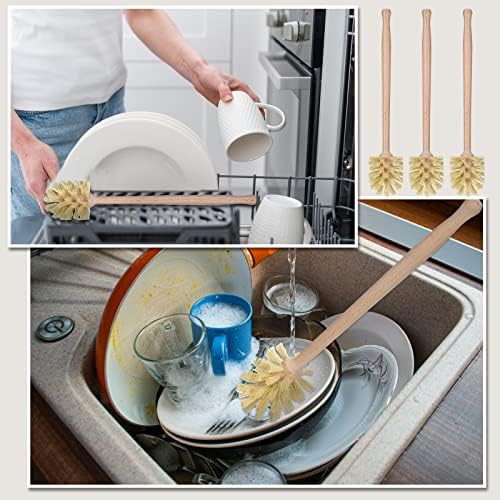 Gejoy 6 Pcs Wooden Bottle Brush Set with Beechwood Handle, Natural Bristles - Image 6