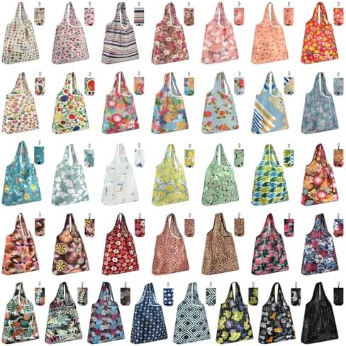 MIAHART Reusable Grocery Bags - Foldable, Cute Tote Bags - Waterproof Nylon by MIAHART