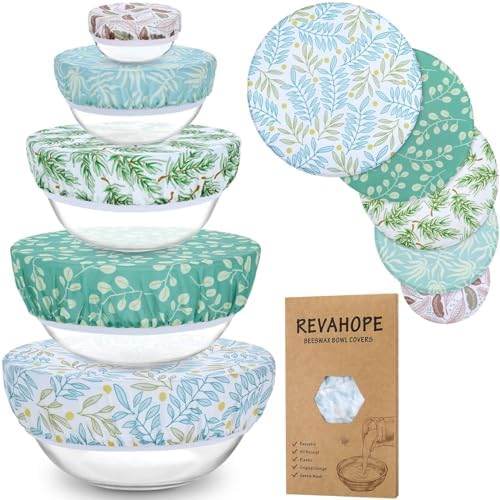 5Pcs Reusable Beeswax Elastic Bowl Covers for Bread Proofing and Food Cover by Revahope