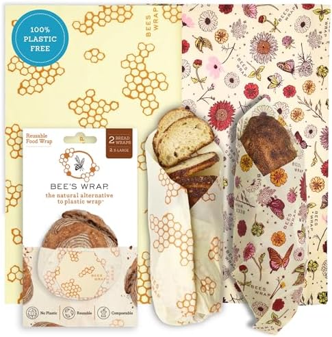Bee's Wrap Beeswax Bread Wraps, 2 Pack - Meadow Magic & Honeycomb by BeesWrap