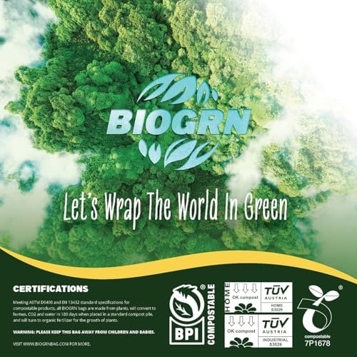 50-55 Gallon Compostable Trash Bags Food Waste Bags Liners with Flat-Top, Thick 2 Mil, 208.2 Liter, 12 Bags, Tall Kitchen Food Scrap Waste Bag, ASTM D6400, US BPI and OK Compost Home Certified - Image 7
