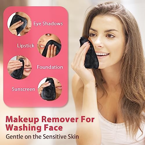 Makeup Remover Cloth, 6" x 6" Makeup Remover Towels Reusable Face Cloth for Washing Face, Makeup Remover Pads Microfiber Face Washcloth with Mesh Bag, 12 Pack, Grey - Image 2