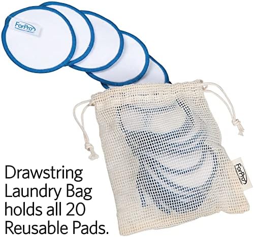ForPro Professional Collection Expert Reusable Cotton Rounds (20 Pack), 100% Organic and Bamboo Makeup Remover Pads, Includes Drawstring Laundry Bag and Storage Container - Image 4
