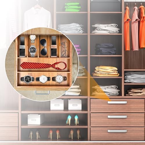 Bellsal Bamboo Silverware Organizer, 12"x15.7" Utensil Holder Cutlery Tray with Grooved Drawer Dividers for Kitchen Flatware, Bedroom, Office (7 Slot, Acacia) - Image 7
