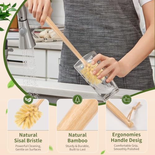 11 Pack Natural Bamboo Bottle Brush Set with Straw Cleaner - Image 3