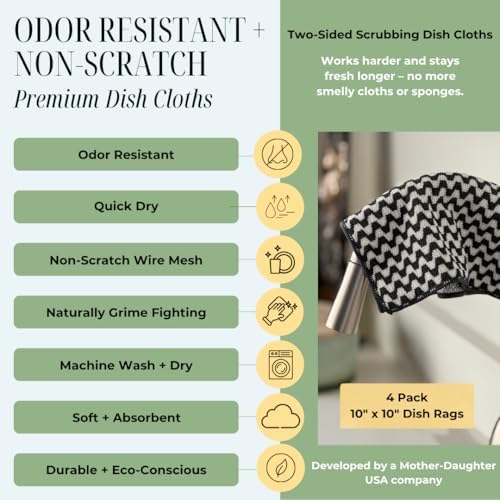 Dish Cloths for Washing Dishes 4pk - Odor-Resistant & Non-Scratch Scrubber - Image 5
