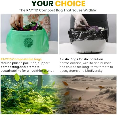 Compost Bags 1.3 Gallon,150 Count,Compostable Small Trash Bags for Kitchen Countertop Compost Bin 0.75, 1,1.2, 1.3Gallon,ASTM D6400, US BPI and Europe OK compost HOME certified - Image 5
