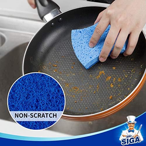 MR.SIGA Non-Scratch Cellulose Scrub Sponge, Dual-Sided Dish Sponge, 12 Pack - Image 3
