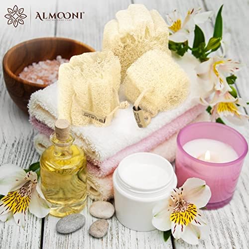 ALMOONI Mini Natural Loofah Sponge, Egyptian Shower Sponge, 3 Count - Image 6