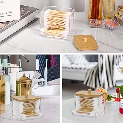 Hipiwe Acrylic Q-Tip Holder with Lid - Clear Q-Tips Dispenser Bathroom Containers Canister Cotton Swab Holder Bathroom Countertop Storage Organizer for Q-tip Cotton Swab - Image 6