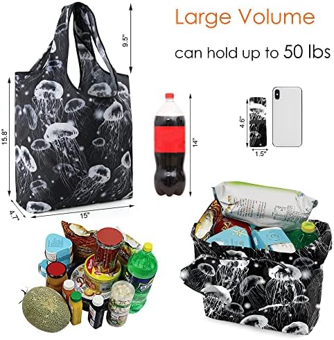 BeeGreen Turtle Reusable Grocery Bags Frog Elephant Flamingo Jellyfish Shopping Bags Bulk 50LBS X-Large Heavy Duty 6 Pieces - Image 2