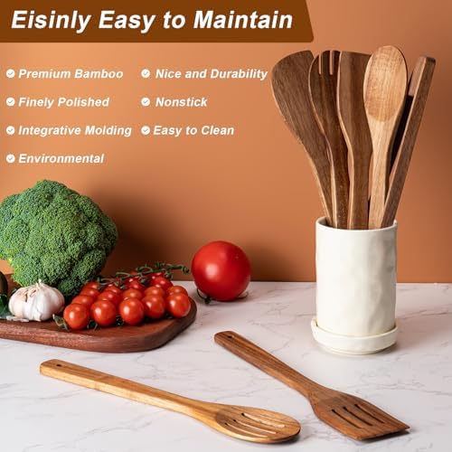 Eisinly 7-Piece Wooden Cooking Spoons, Premium Wood Utensil Set - Image 4