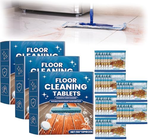 Effervescent Floor Cleaning Tablets, 12pcs Floor Cleaning Tablets, Floor Cleaner Tablets for Mopping with Minor Scratch Repair, Multi-Surface Dissolvable Cleaning Solution (3pcs) by Unknown