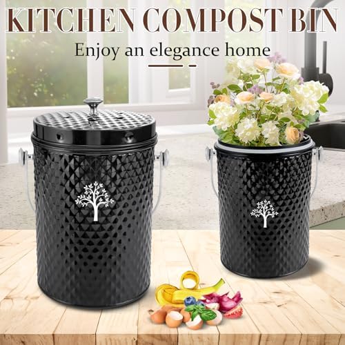 AOSION Countertop Compost Bin, Odor-Free Food Waste Container with 50 Bags - Image 2