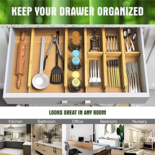 ANTOWIN 4 Pcs Expandable Bamboo Drawer Dividers, Fits 17.6-21.6" Drawers - Image 6
