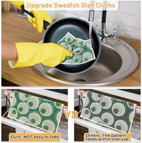 Lucomb 10 Pack Swedish Dishcloths for Kitchen, Reusable Cleaning Cloths Absorbent Non-Scratch Cellulose Sponge Cloths for Dishes Counters - Image 5