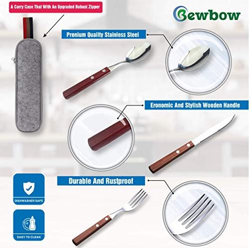 PREMIUM Stainless Steel Travel Utensils Set with Case, 3pc Full Size Fork - Image 5