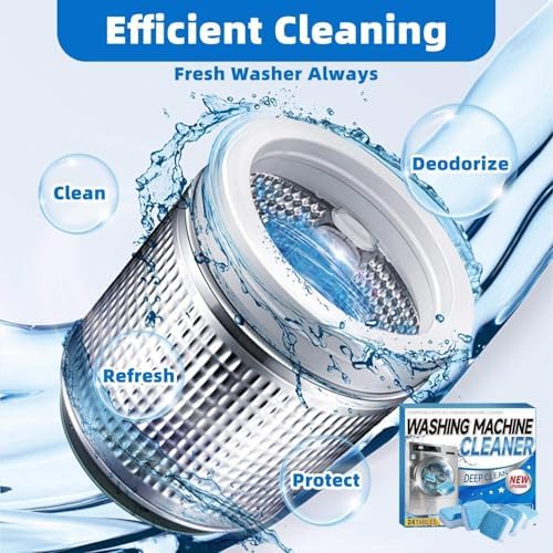 Washing Machine Cleaning Tablets 24 Count - Powerful Descaler & Deodorizer for HE Front Loader & Top Load Washer, Eco-Friendly Septic Safe Deep Cleaner for Drum Laundry Tub & Door Seal - 1 Year Supply - Image 4