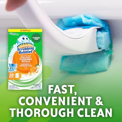 Scrubbing Bubbles Flushable Toilet Bowl Wand Cleaner Refills, Fresh Brush Cleaner Toilet Refill Pads, Removes Limescale & Odors, Citrus Scent, 10 Count (Pack of 12) - Image 3
