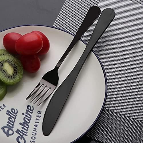 Travel Utensils Set with Case Reusable Portable Cutlery Set Stainless Steel 8pcs Including Dinner Knife Fork Spoon Chopsticks straws(Black) - Image 4