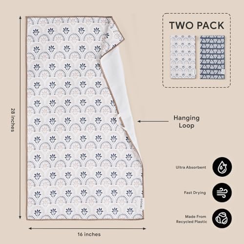 RECYCO Waffle Kitchen Towel Set of 2 - Quick Dry Microfiber Sustainable Dish Towels - Ultra Absorbent Reusable Cleaning Tea Towels - Lightweight Hand Towels,16”x 28”, Neutral Boho - Image 6