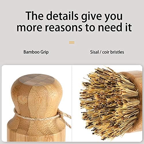 Natural Sisal Dish Washing Brush Bamboo Round Scrub Brush Pots Pans Vegetables Household Cleaning Brush… (Sisal) - Image 7