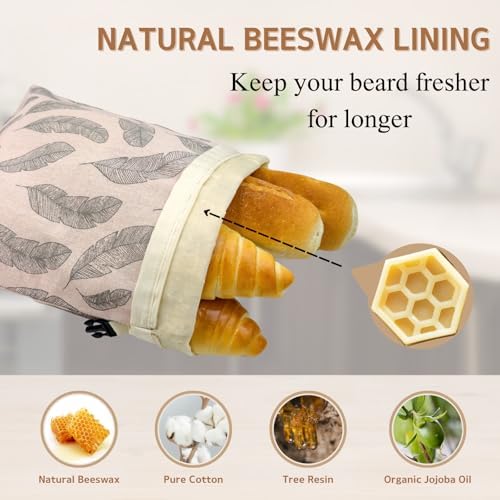 2 Pack Beeswax Bread Bags for Homemade Bread with Zipper, Large 13x17'' Reusable Beeswax Sourdough Bread Storage Bag, Keep Loaves Fresh Longer, Freezer Safe & Airtight, Natural, Zero Waste - Image 2