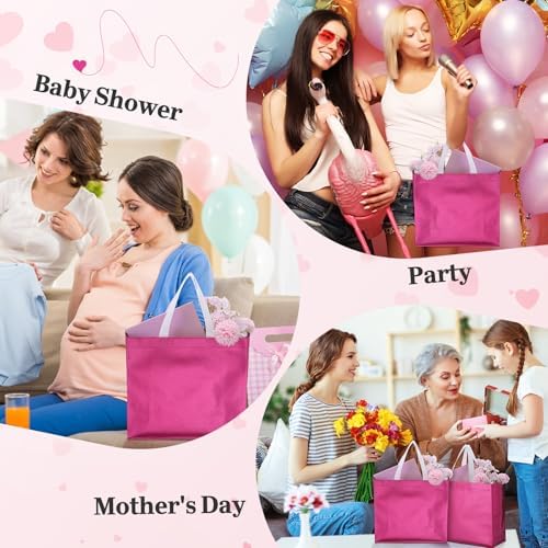 Eccliy 80 Pcs Reusable Gift Bags, Large, Hot Pink - Image 2
