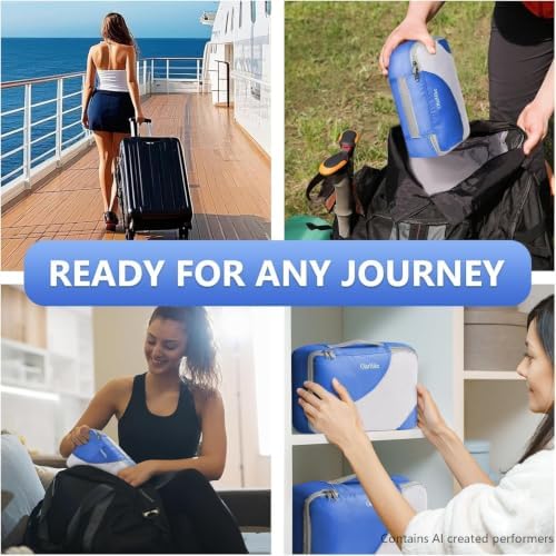 OlarHike Packing Cubes for Travel,Gifts for Women Mom,Anti-Tearing Suitcase Organizer for Luggage with Shoe & Hanging Toiletry Bag,Vacation Essentials & Accessories for Cruise Ship,8 Set,Blue - Image 7