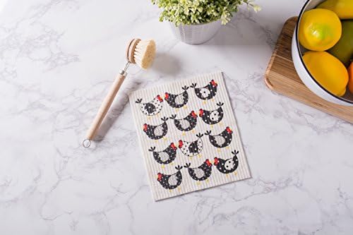 DII Swedish Dishcloths for Kitchen & Cleaning, Reusable, Machine Washable & Dishwasher Safe, Biodegradable, 7.75 x 6.75, Chickens, 3 Piece - Image 5