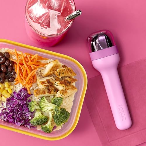 Zoku Pocket Utensil Set Stainless Steel Fork, Knife, and Spoon in Case Purple - Image 6
