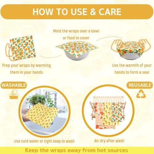 Reusable Beeswax Wrap - 9 Pack Beeswax Wraps for Food, Eco-Friendly Beeswax Food Wraps, Bread Sandwich Food Wrap - Organic, Sustainable, Zero Waste, Plastic-Free Food Storage, 1XL, 3M, 5S - Image 4