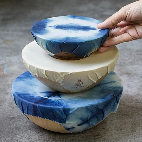 SUPERBEE Beeswax Wrap for Food, Set of 3 Bees Wax Wraps, Reusable Bees Paper for Wrapping Vegetables, Cheese, Bowl Covers and Sandwich Wrapping Paper, Beeswax Food Wraps (BeeIndigo) - Image 4