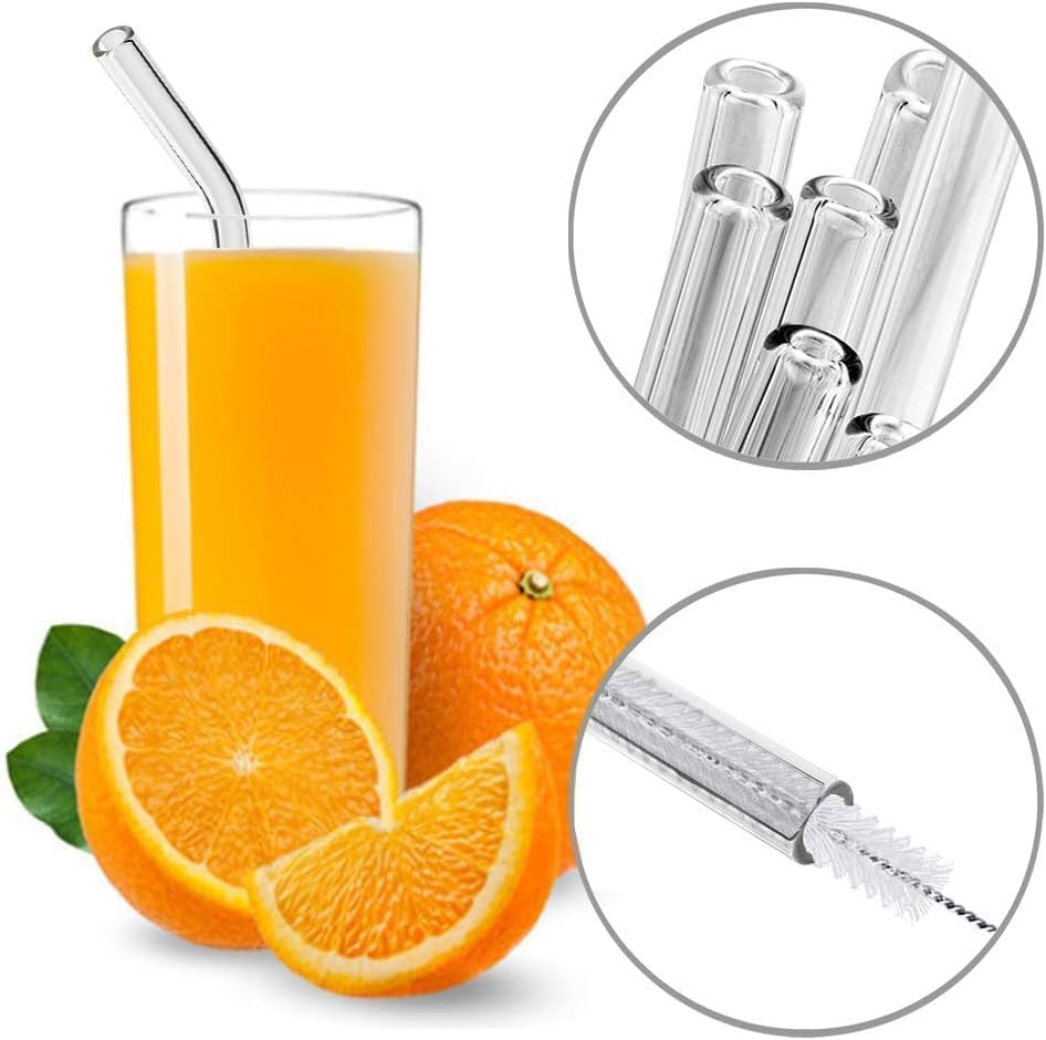 16 Pack Reusable Glass Straws, 6 Straight and 6 Bent with 4 Cleaning Brush - Image 4